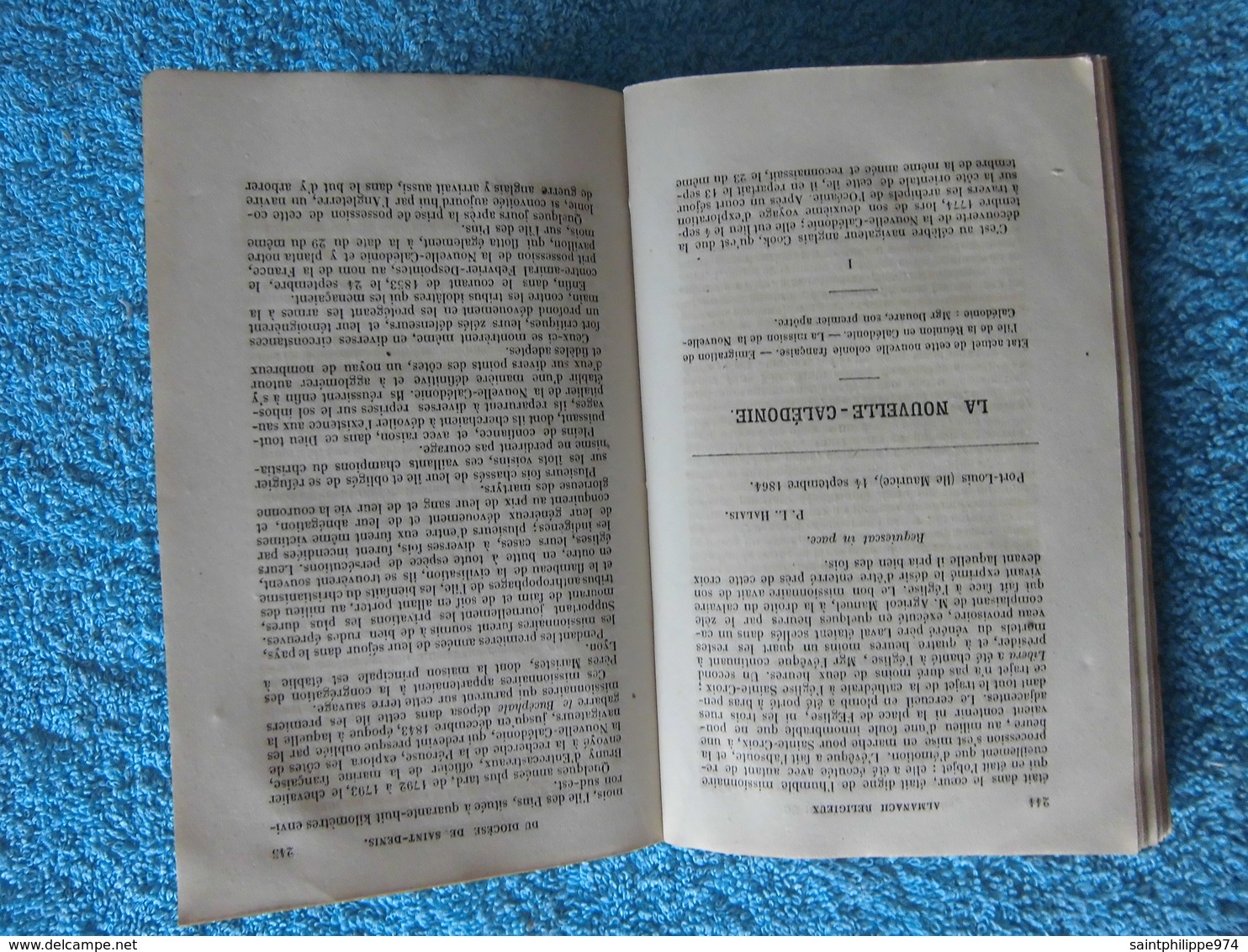 Réunion : rare ouvrage de 1866 "Almanach religieux de l'Ile Bourbon"