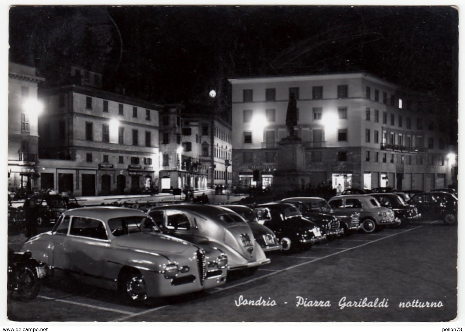 SONDRIO - PIAZZA GARIBALDI - NOTTURNO - 1956 - ALFA ROMEO - AUTOMOBILI - CARS - Sondrio