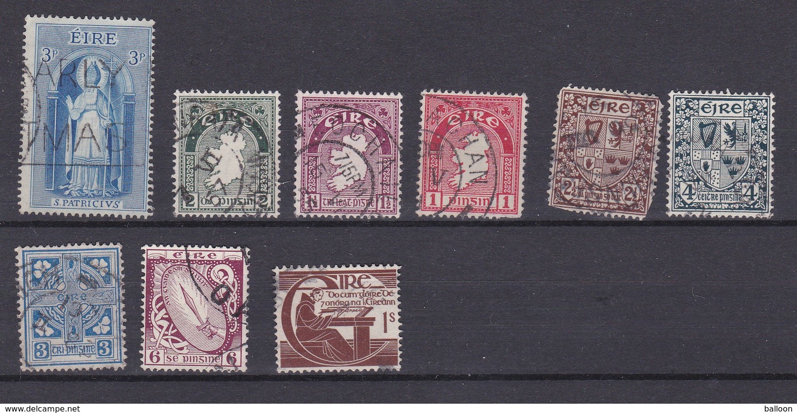 Irlande - Lot De 9 Timbres Avec Charnières Oblitérés - Collections, Lots & Series