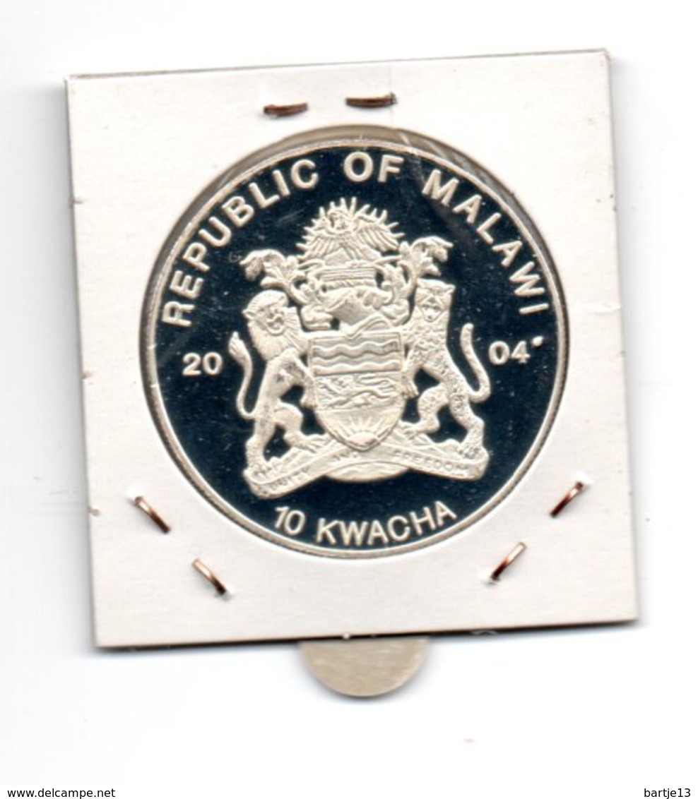 MALAWI 10 KWACHA 2004 PROOFLIKE SILVERPLATED COLOURED ENDANGERED WILDLIFE AFRICA LUIPAARD - Malawi