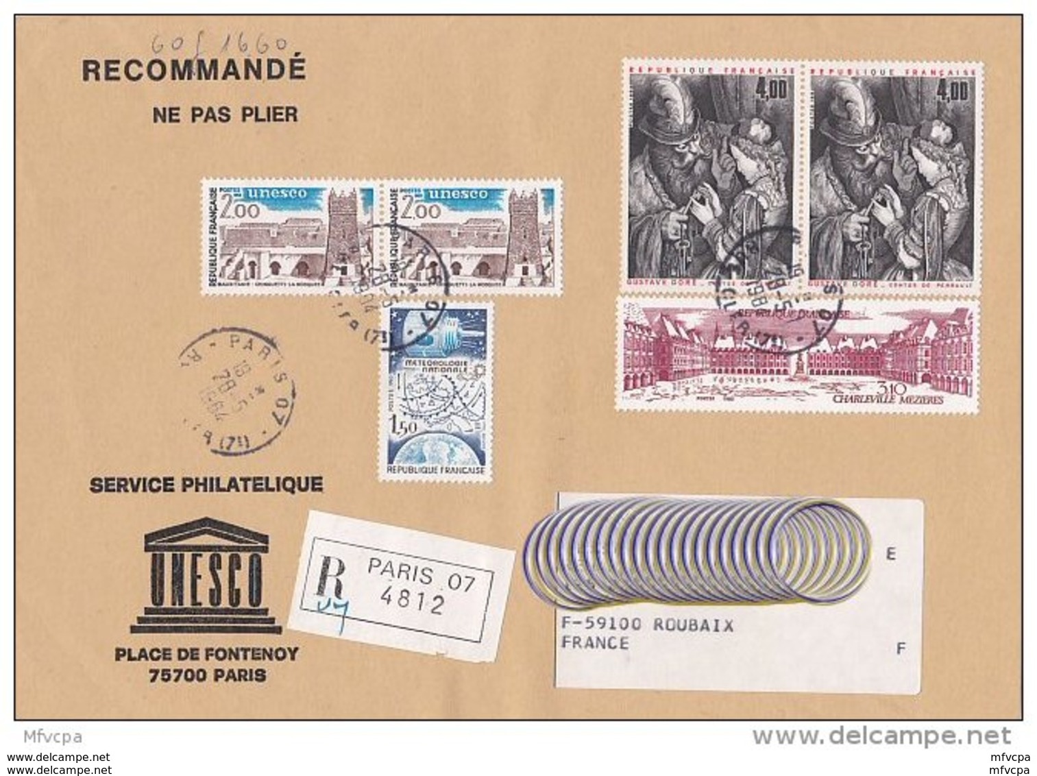 L4J064 France 1984 LR Paris 07 Pour Roubaix Nord Aff. 16,60f Cad 28 05 1984 - Storia Postale