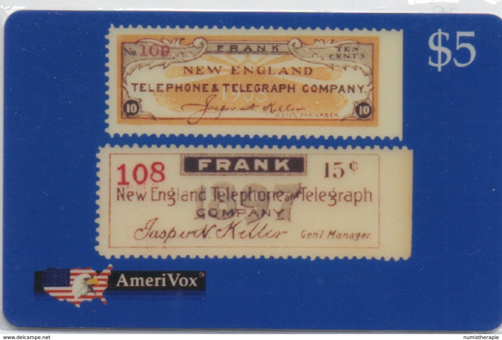 USA : AmeriVox : Série Timbres Fiscaux Téléphoniques : New England USA (sous Emballage - PIN Non-gratté) - Francobolli & Monete