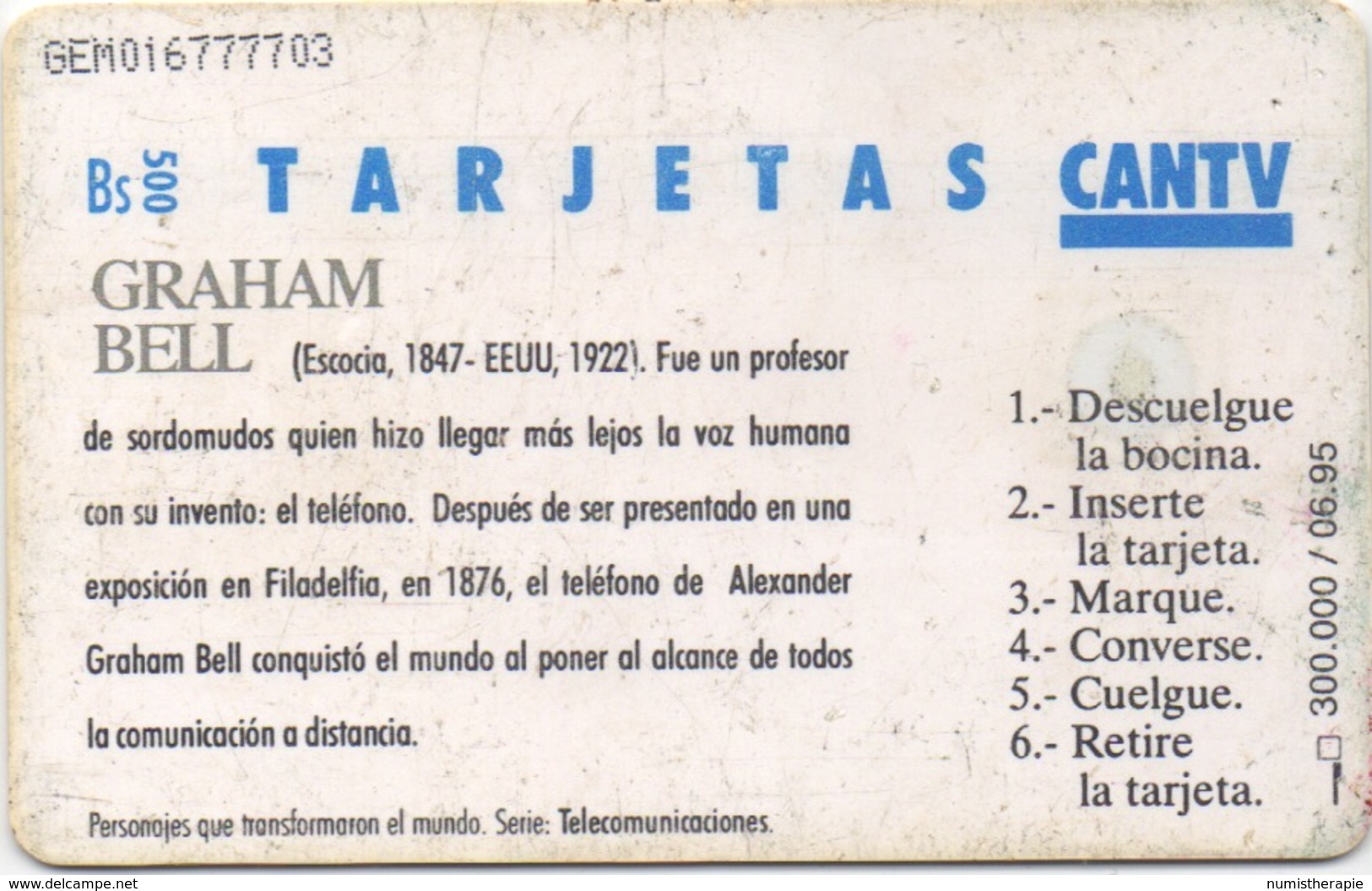 Télécarte Venezuela : Graham Bell - Téléphones