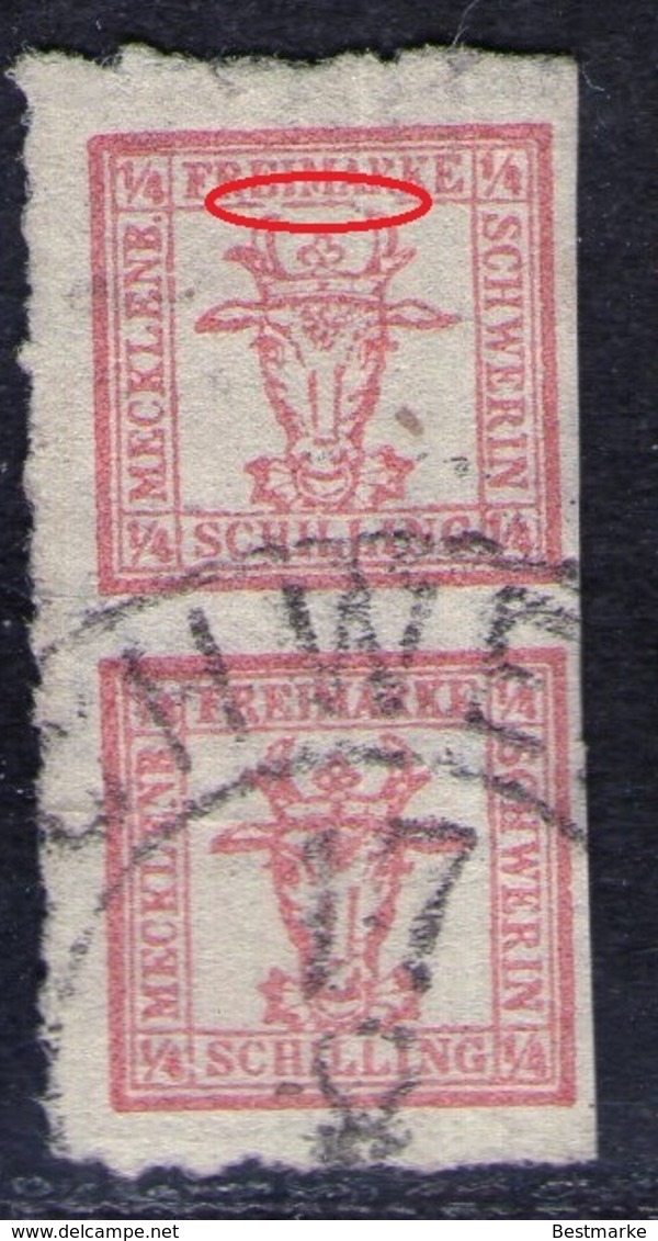 Schwerin Auf 2/4 Shilling Rot - Meckl. Schwerin Nr. 5 B Mit Abart - Pracht - Mecklenburg-Schwerin