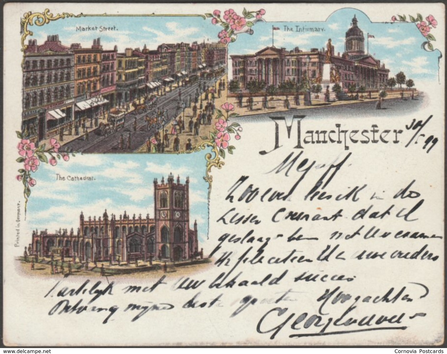 Court Card, Multiview, Manchester, Lancashire, 1899 - Blümlein Postcard - Manchester