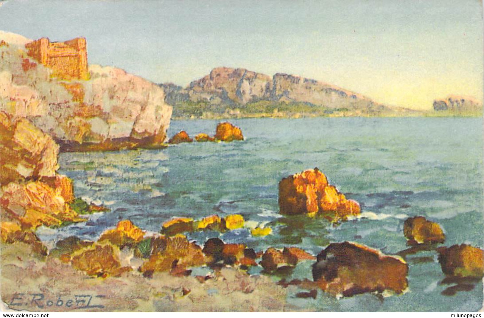 Paysage De La Cote Méditerranéenne Illustration De E.Robert - Robert