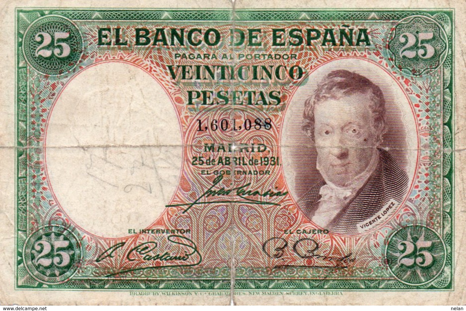 SPAIN 25 PESETAS 1931  P-81  CIRC. - 1-2-5-25 Pesetas