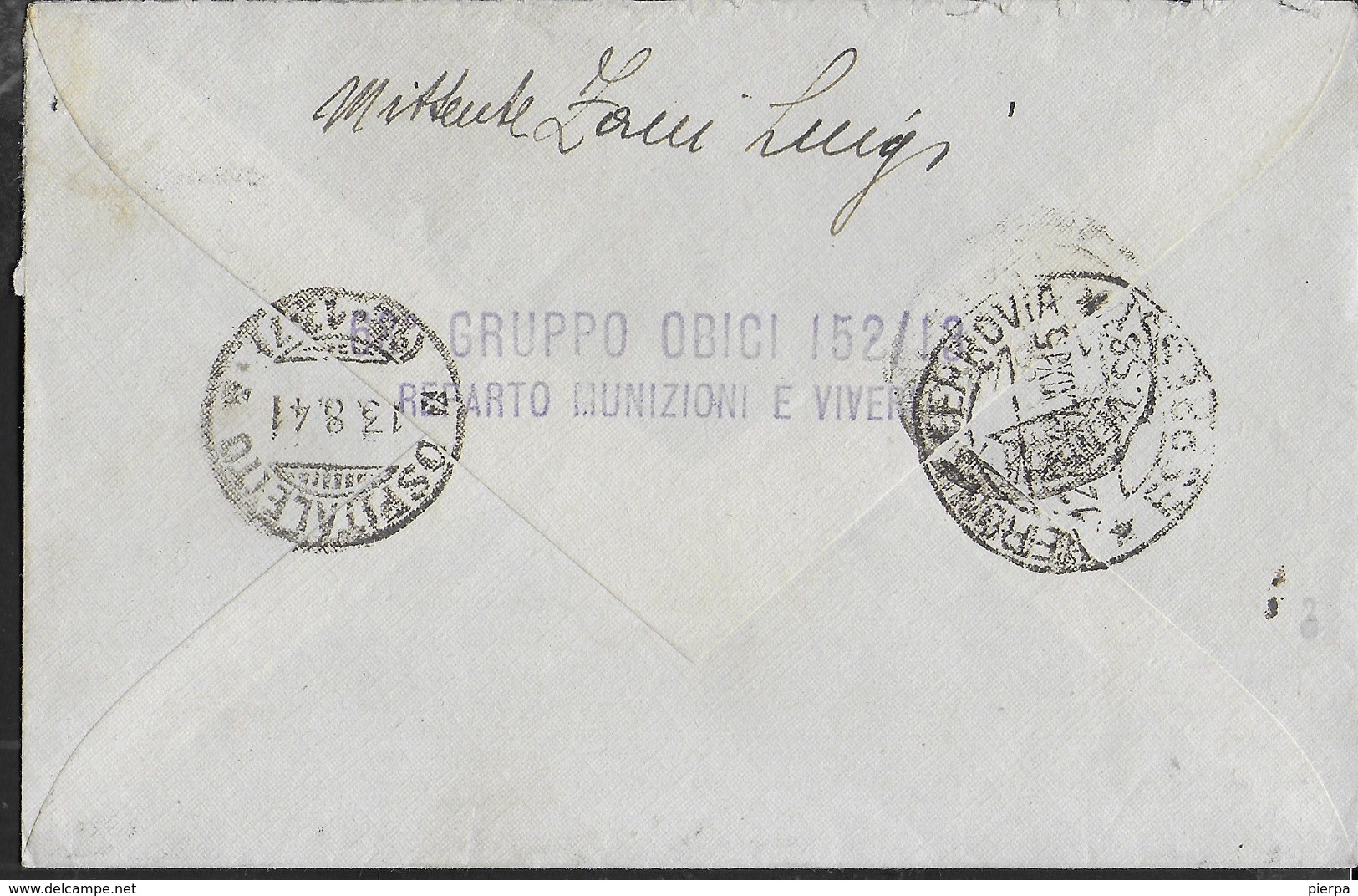 STORIA POSTALE REGNO - ANNULLO PESCHIERA DEL GARDA(TELEG)/VERONA 12.08.1941 SU BUSTA ESPRESSO PER OSPITALETTO - Storia Postale