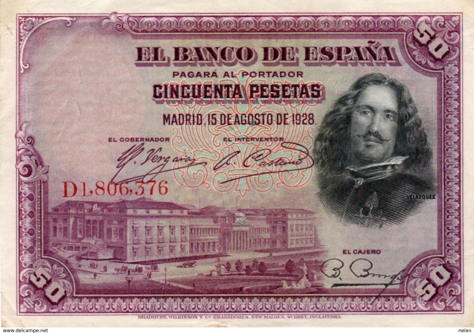 SPAIN 50 PESETAS 1928  P-75b  XF+ - 50 Peseten