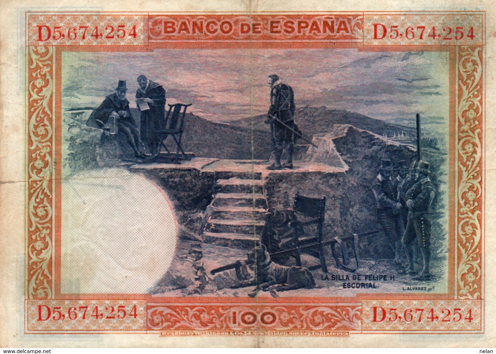 SPAIN 100 PESETAS 1925  P-69c.2  CIRC. - 100 Pesetas