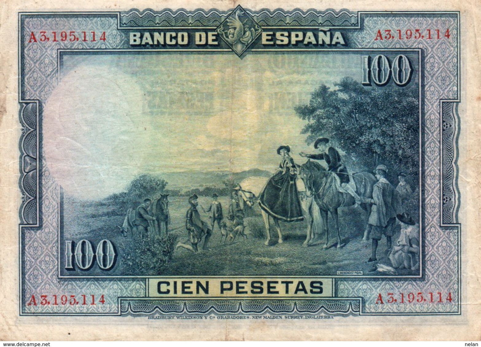 SPAIN 100 PESETAS 1928  P-76a  CIRC. - 100 Peseten