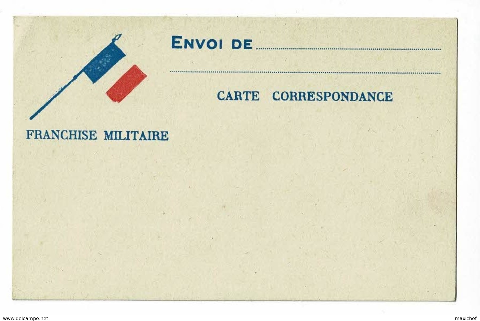 Carte Correspondance "Franchise Militaire" Drapeaux Français,  Vierge - Lettres & Documents