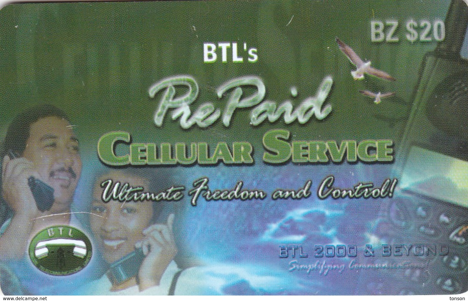 Belize, BZ-BLT-PRE-0026, BZ $20, BTL's Pre Paid Cellular Service, 2 Scans. - Belice