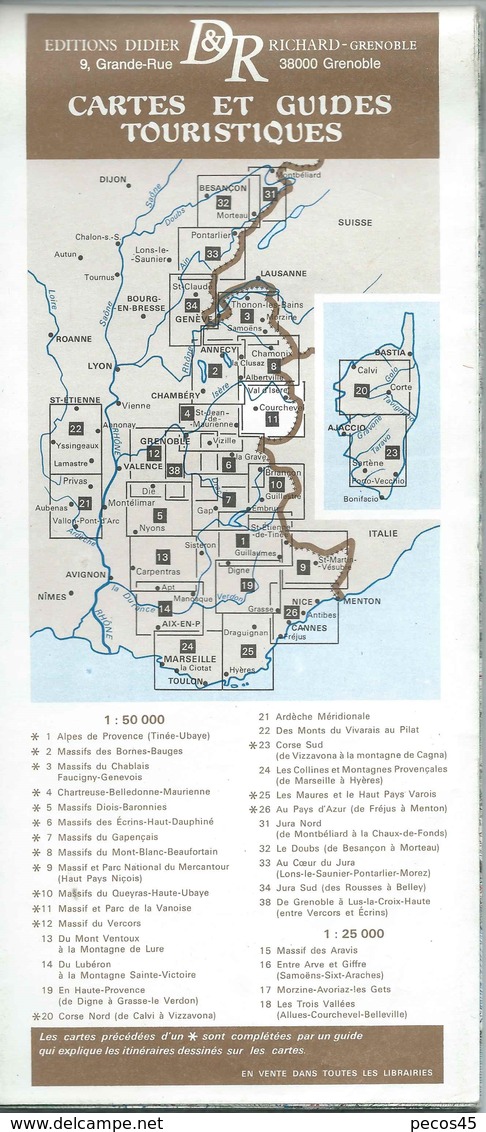 Carte DIDIER-RICHARD N° 11 : Massif Et Parc Nation Al De La VANOISE - 1/50 000ème - 1988. - Mapas Topográficas