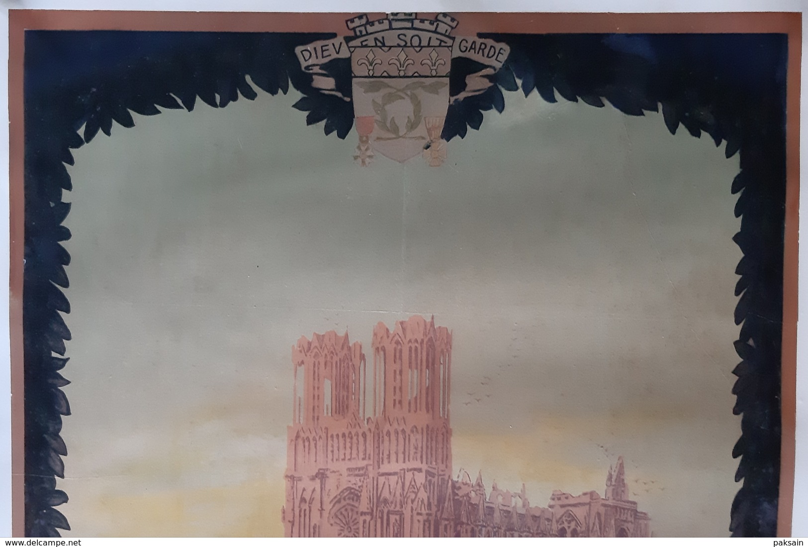 Affiche Originale Entoilé 1921 Ville De REIMS Emprunt De La Reconstruction Marne Guerre 14-18 - Afiches