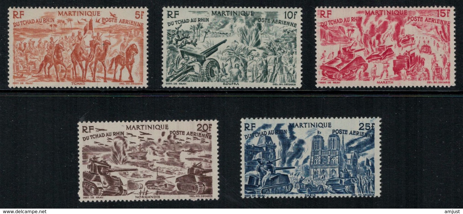 France // Martinique // Poste Aérienne // 1946 // Du Tchad Au Rhin Timbres Neufs MH* No. 7-11 Y&T (sans No.12) - Poste Aérienne