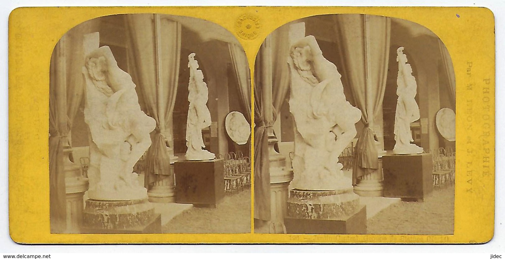 Photo Stéréo Stéréoscopique Léon Et Lévy Exposition Universelle Paris 1867 Jardin Central Groupe De Statues (N°14) - Stereoscopic