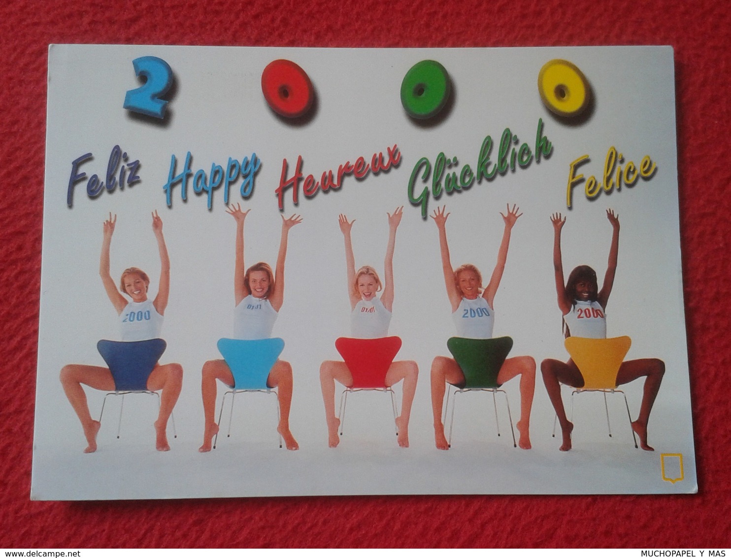 SPAIN POSTAL POST CARD AÑO NUEVO NEW YEAR 2000 FELIZ HAPPY HEUREUX GLÜCKLICH FELICE MUJERES EN SILLAS COSTA SHOW WOMEN.. - Pin-Ups