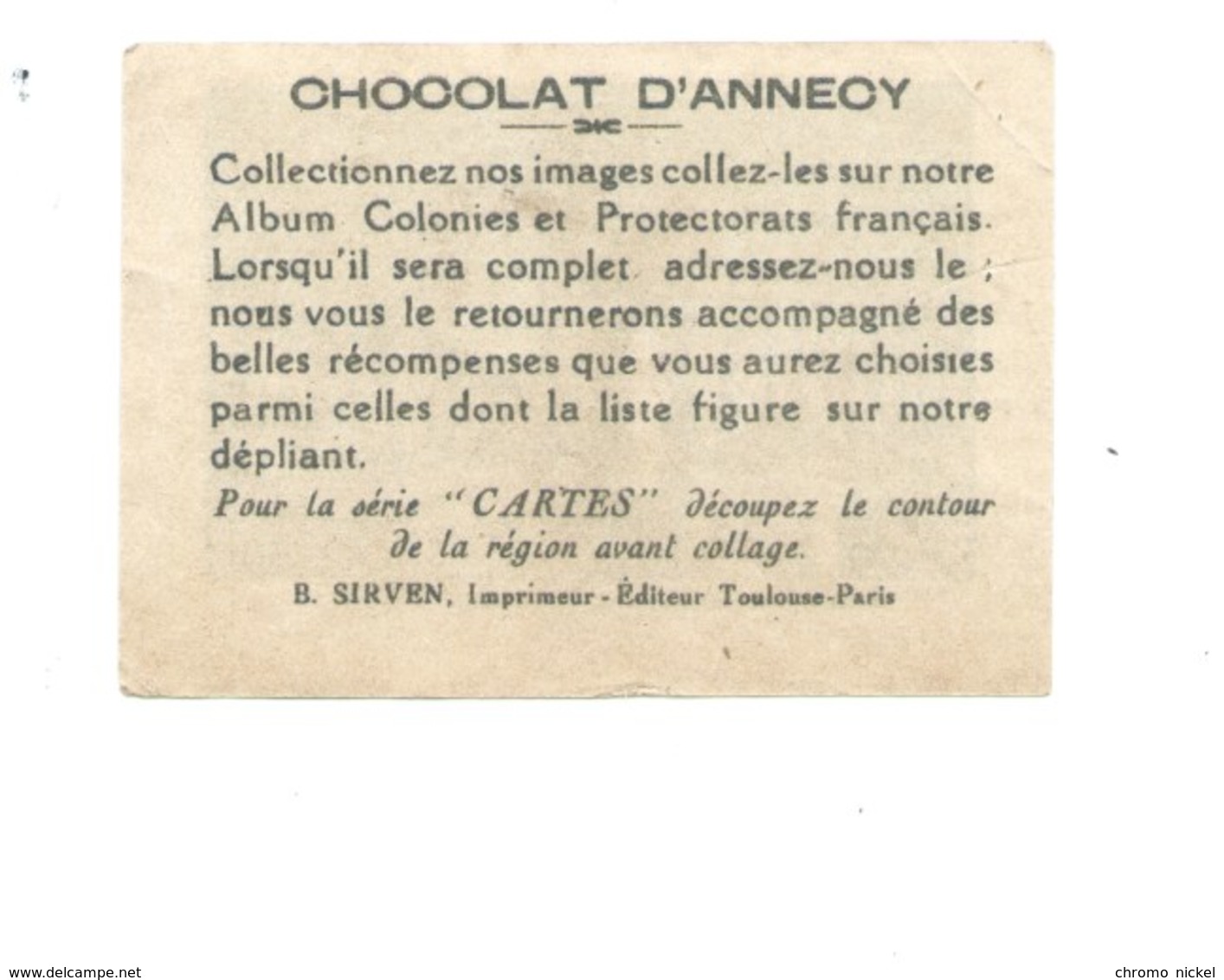 Chromo SYRIE PALMYRE Ruines Romaines Chocolat Annecy RR 1936 Bien Colonies Françaises  2 Scans - Altri & Non Classificati