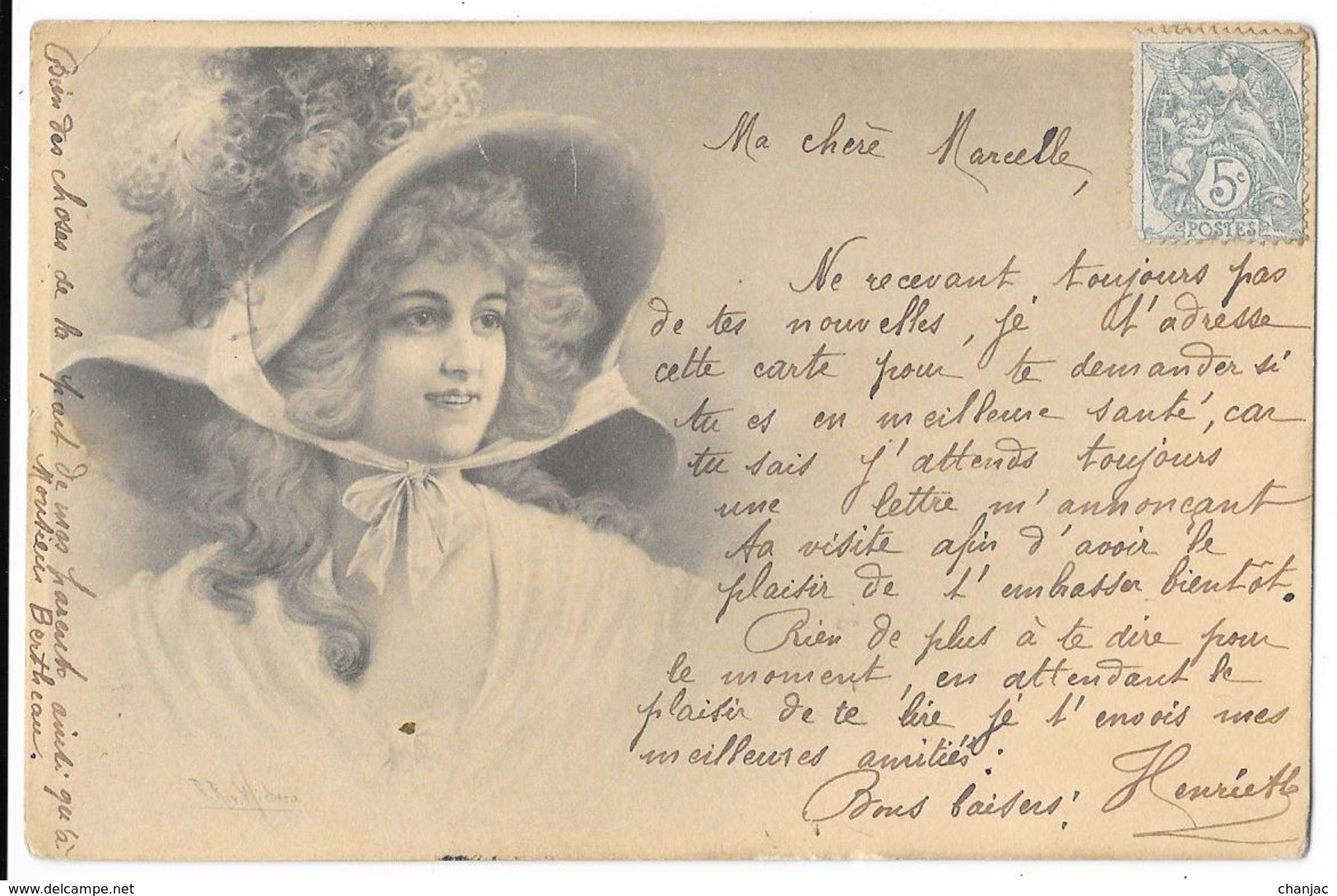 Cpa: Illustrateur - WICHERA - Femme Au Chapeau (Noir Et Blanc, Précurseur) MM.Vienne 1904 - Wichera