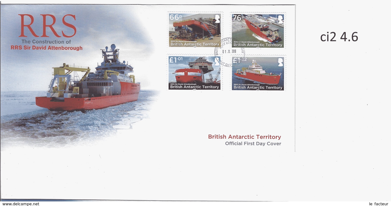 Ci 2BAT FDC RRS Sir David Attenborough Ship Navire Antarctique Britannique - FDC