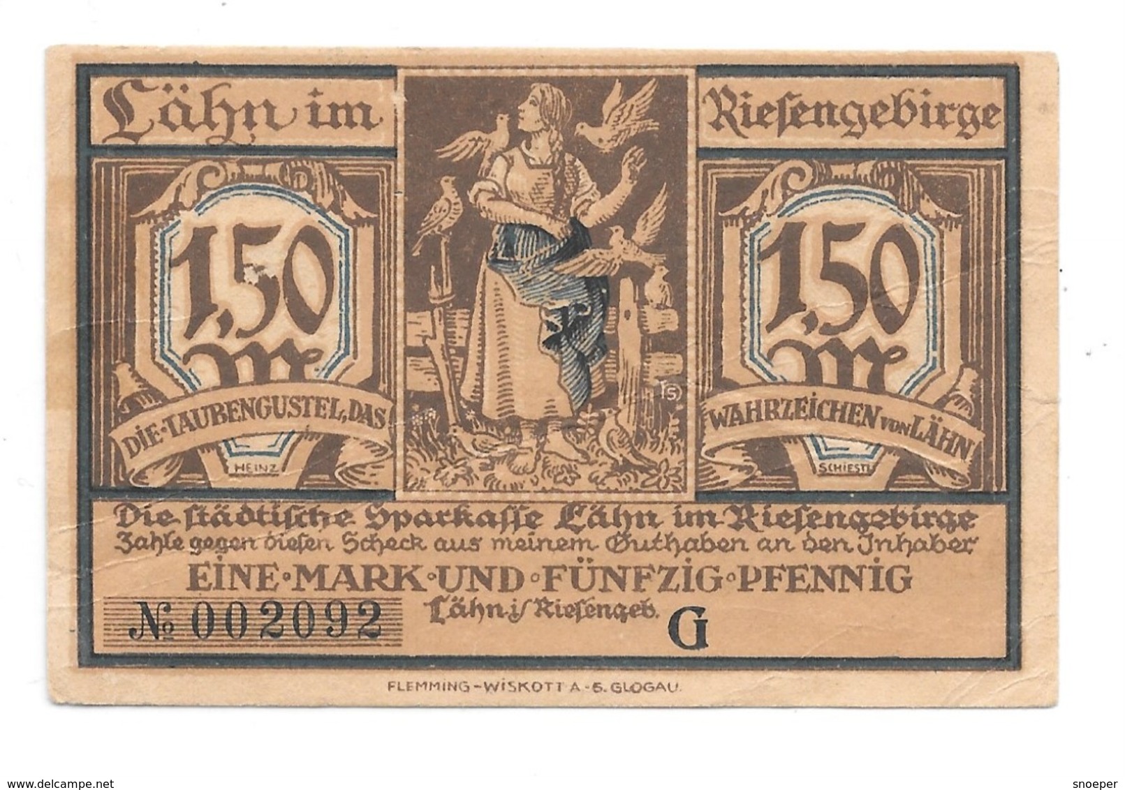 **notgeld    Lahn 1,5 Mark    756.1B - [11] Emissions Locales