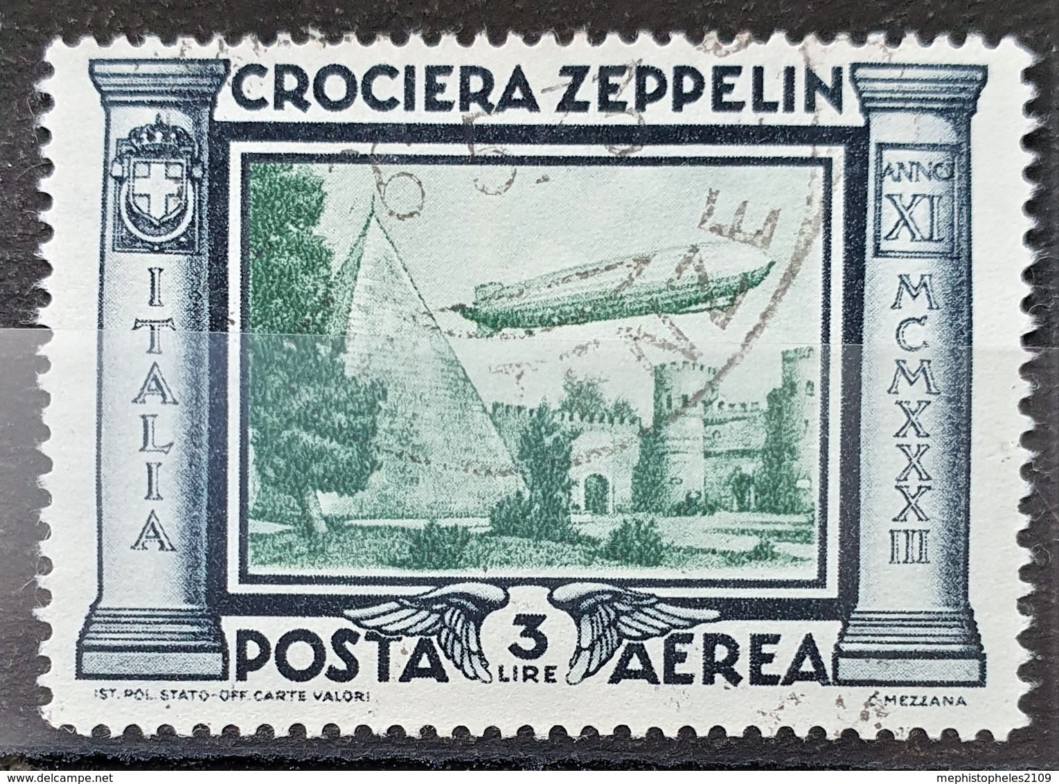 ITALY / ITALIA 1933 - Canceled - Sc# C42 - Complete Set! - CROCIERA ZEPPELIN 3L - Luchtpost