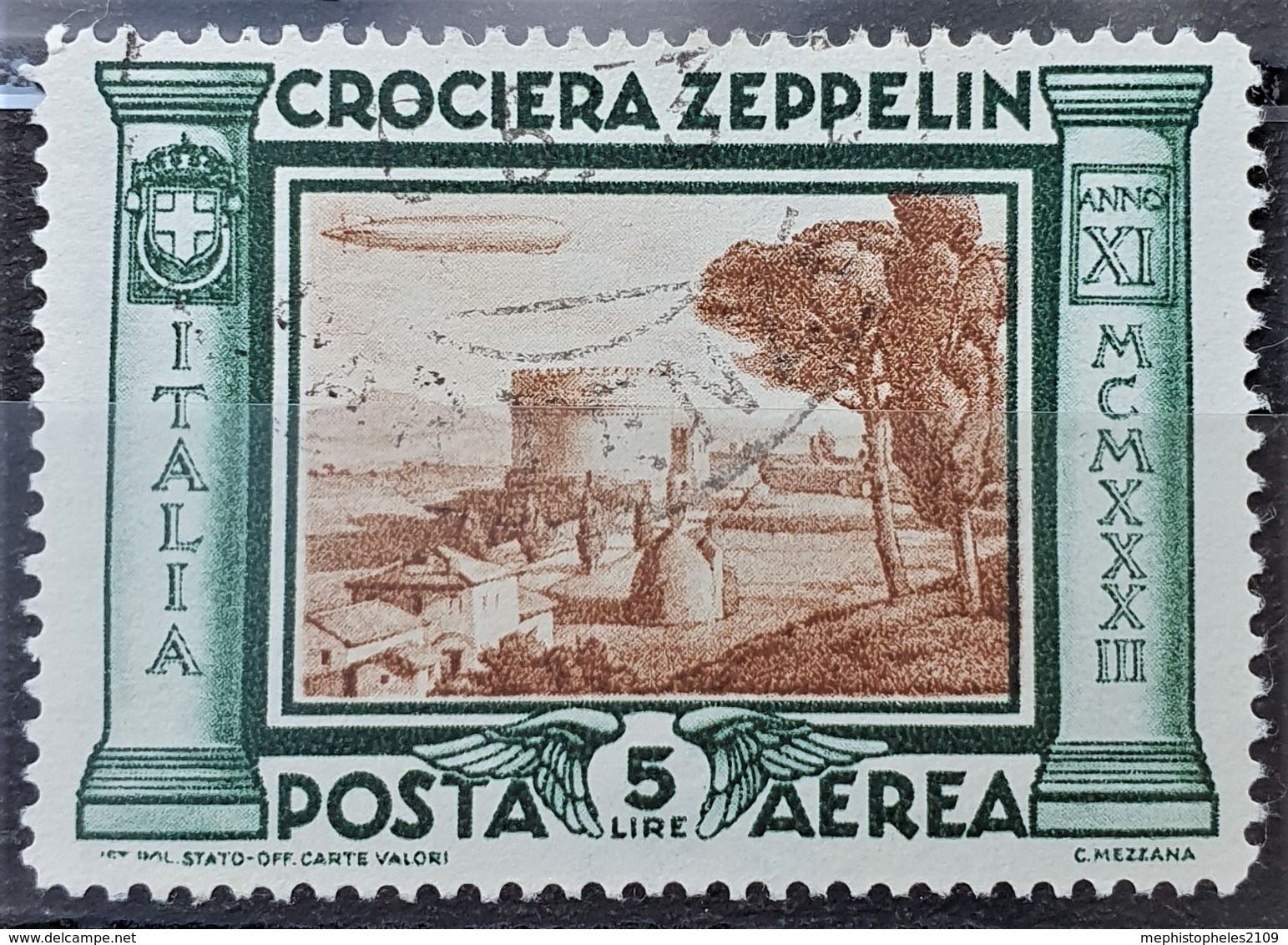 ITALY / ITALIA 1933 - Canceled - Sc# C43 - Complete Set! - CROCIERA ZEPPELIN 5L - Airmail