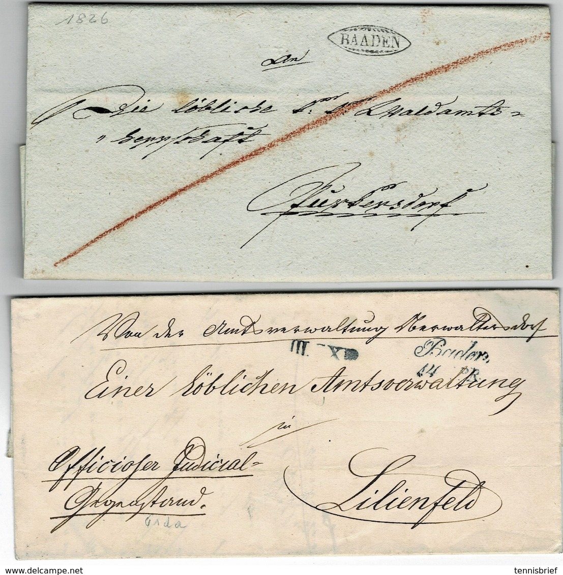 1826, 1849, " BAADEN " ,je Klar , 2 Briefe , A3456 - ...-1850 Préphilatélie