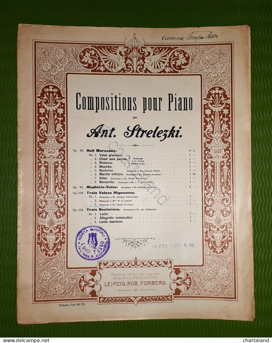 Spartito - Compositions Pour Piano Par Ant. Strelezki - Valse Mignonnes 1910 Ca. - Non Classificati
