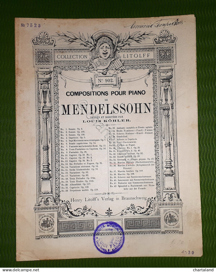 Spartito - Compositions Pour Piano De F. Mendelssohn - Marche Nuptiale 1910 Ca. - Non Classificati