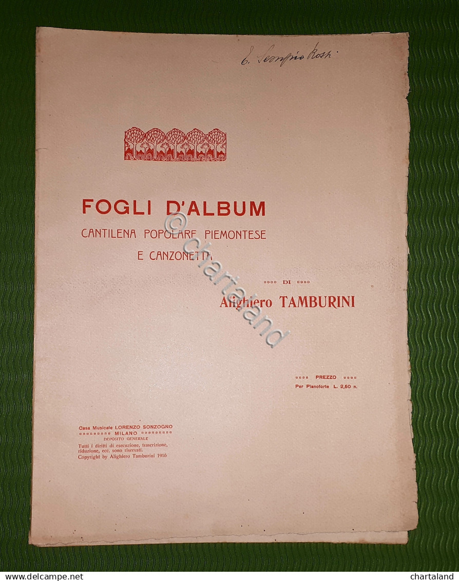 Spartito Fogli D'album - Cantilena E Canzonetta Piemontese Piano Tamburini 1916 - Unclassified