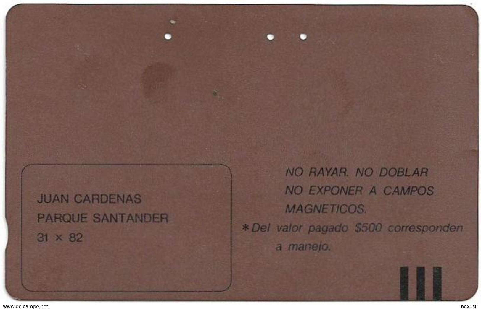 Colombia - Telecom (Tamura) - Juan Cardenas - Praque Santander, 5.500$Cp, Used - Colombia