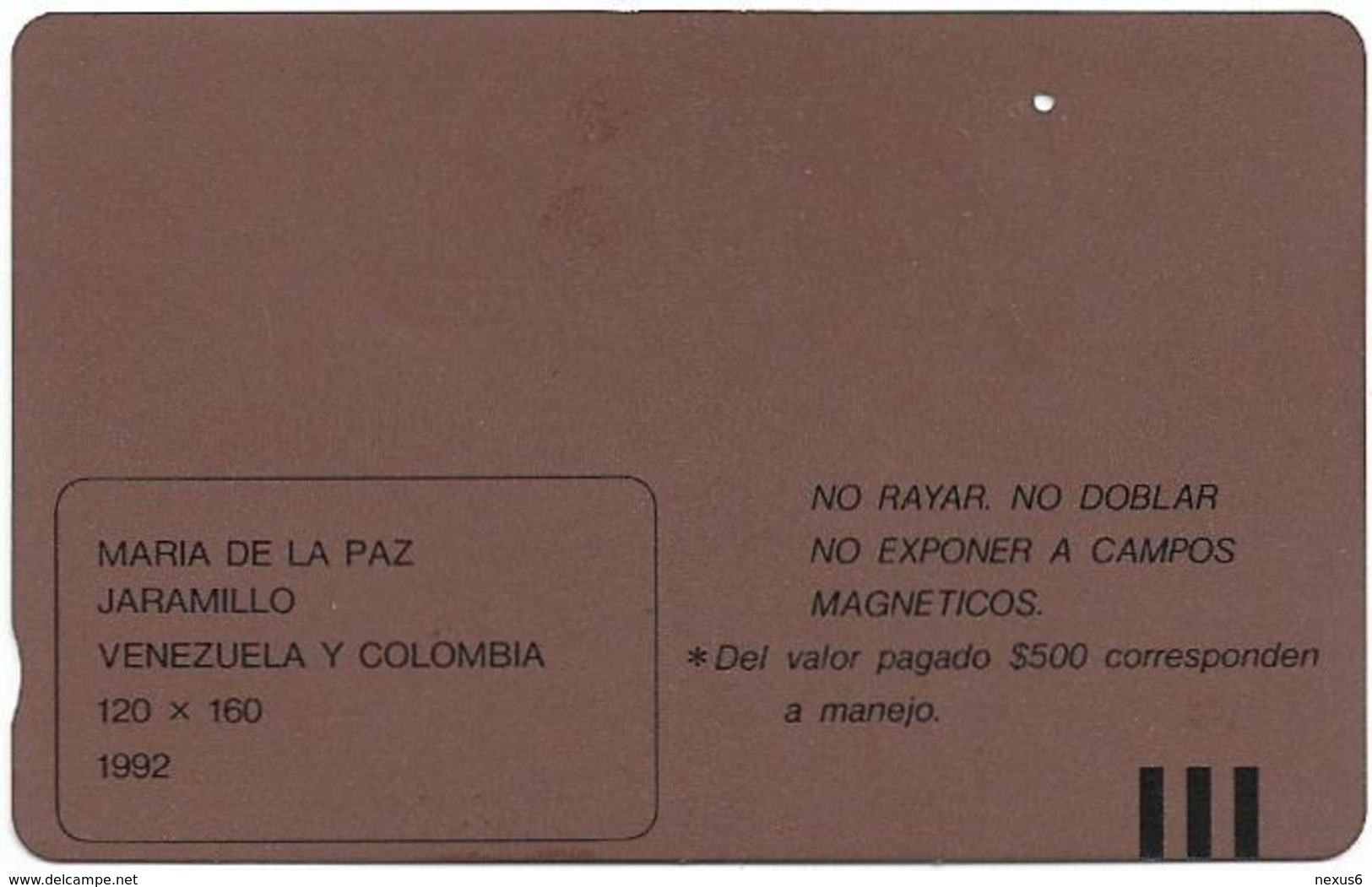 Colombia - Telecom (Tamura) - Maria De La Paz Jaramillo - Venezuela Y Colombia, 5.500$Cp, Used - Colombie