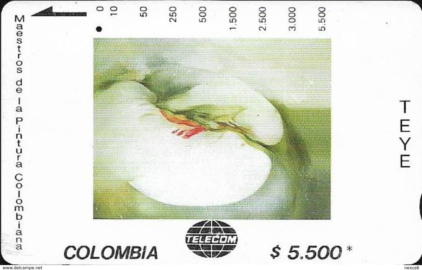 Colombia - Telecom (Tamura) - Teye - Melus, 5.500$Cp, 10.000ex, Used - Colombia