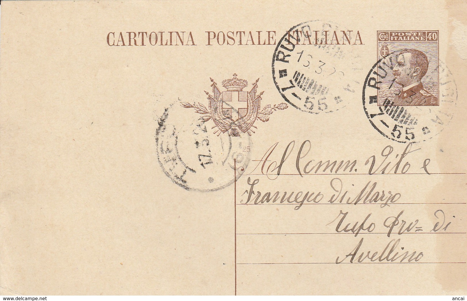 Ruvo Di Puglia .1926. Annullo Frazionario (7 - 55), Su Cartolina Postale. - Storia Postale