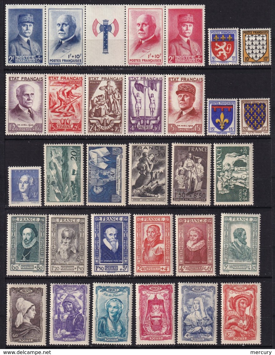 FRANCE - Année 1943 Complète Neuve LUXE - 31 Timbres - 1940-1949