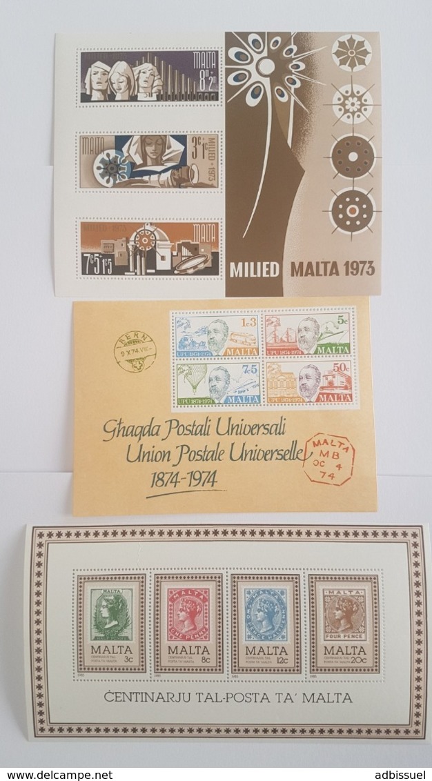 MALTE / MALTA Cote 25.5 € BLOCS FEUILLETS N° 3 + 4 + 8 ** (MNH). TB - Malta