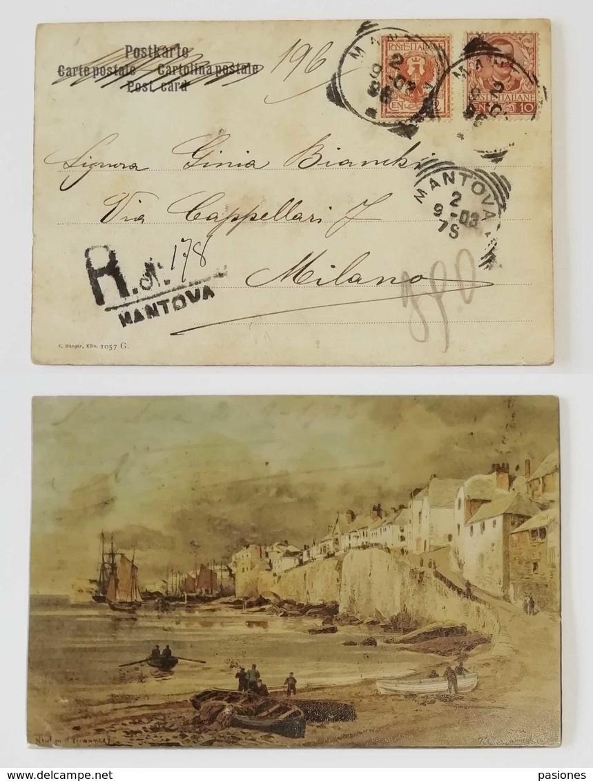 Cartolina Postale Artistica Cartonata Da Mantova Per Milano - 02/09/1903 - Storia Postale