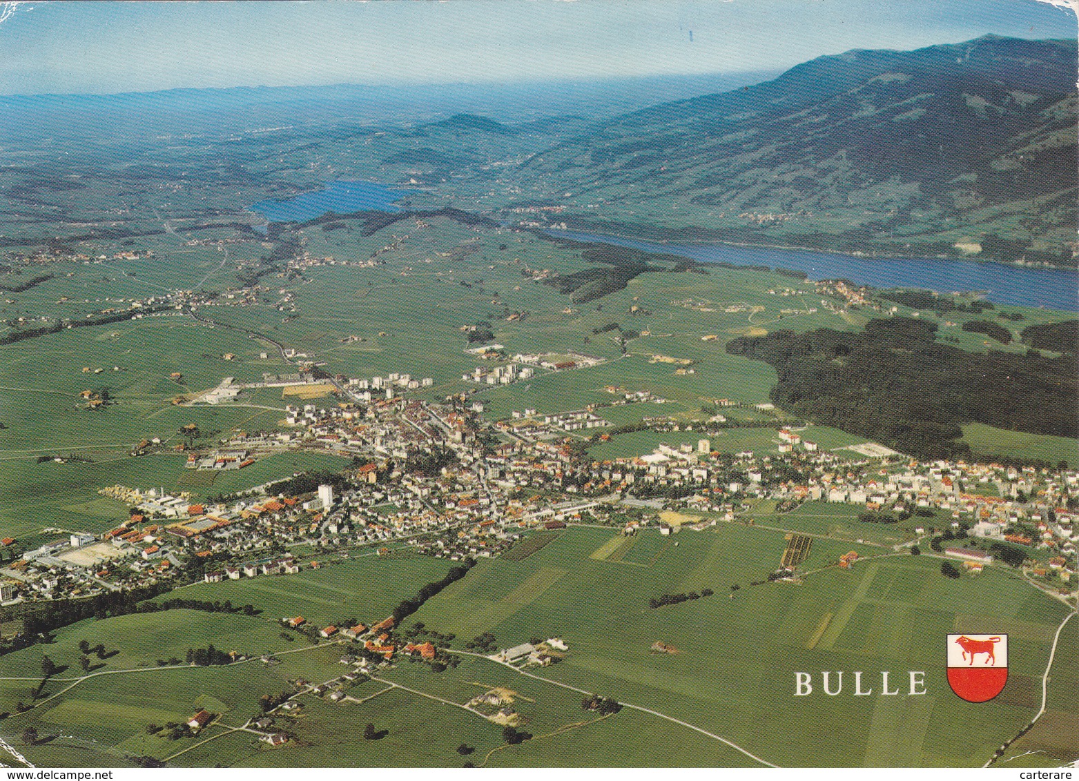 SUISSE,SWITZERLAND,SWISS, HELVETIA,SCHWEIZ,SVIZZERA ,FRIBOURG,GRUYERES,LAC,BULLE,VUE AERIENNE - Bulle