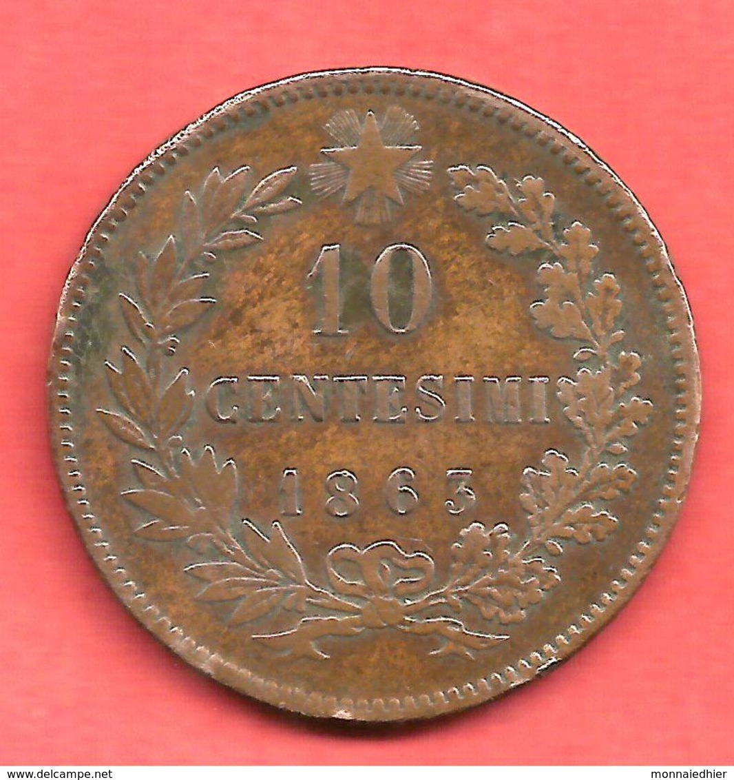 10 Centesimi , ITALIE , Cuivre , 1863 , N° KM # 11.2 - 1861-1878 : Victor Emmanuel II