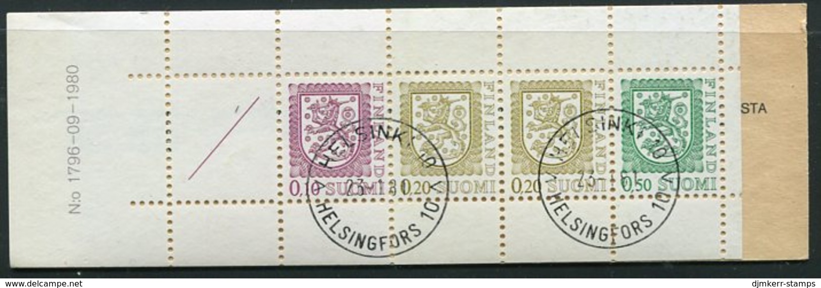 FINLAND 1980 Lion Definitive Type II 1 Mk. Complete Booklet, Cancelled.  Michel MH 10 II - Cuadernillos