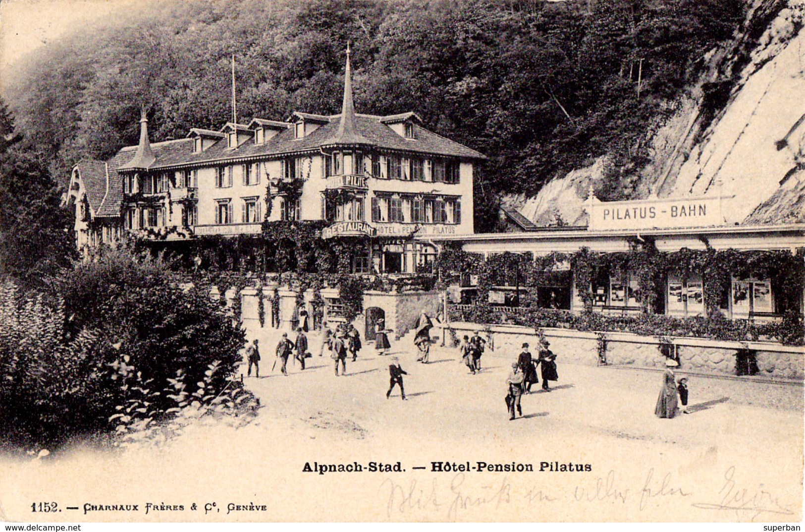 ALPNACH STAD : HÔTEL PENSION PILATUS / RESTAURANT / PILATUS - BAHN ~ 1900 (ae529) - Alpnach