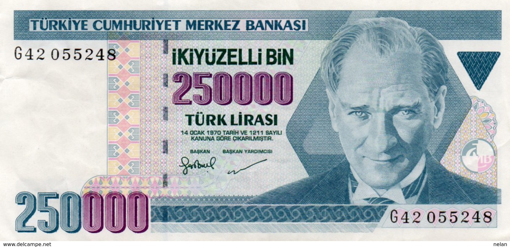 TURKEY 250000 LIRA 1998 P-211  CIRC.XF++ - Turkey