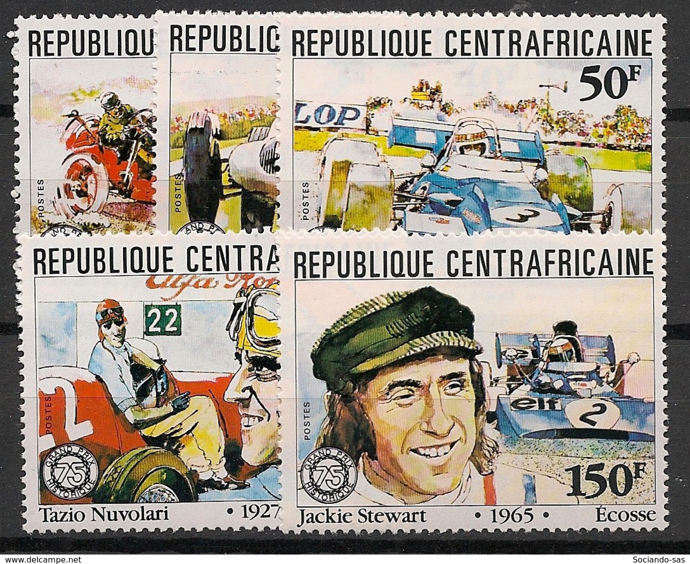 Centrafricaine - 1981 - N°Yv. 457 à 461 - Grand Prix Automobile - Neuf Luxe ** / MNH / Postfrisch - Automobilismo