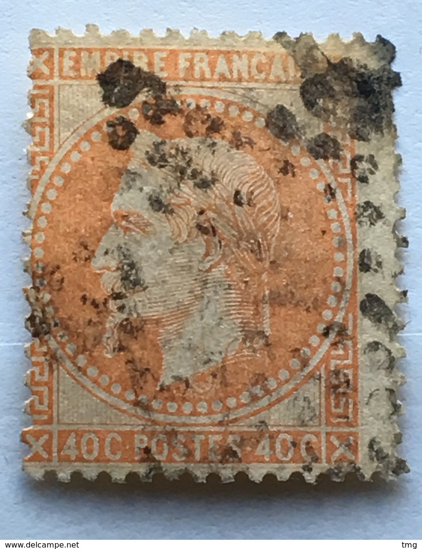 YT 31 (°) 1863-70 Napoléon III Empire Franc Lauré, 40c Orange (côte 12 Euros) – Bleu2 - 1863-1870 Napoléon III Lauré