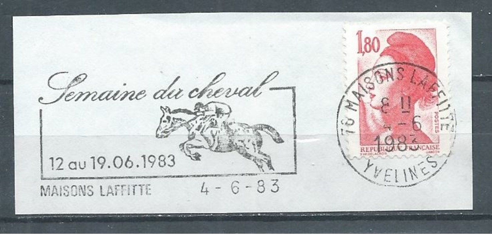 Flamme Sur Fragment 78 MAISONS LAFFITTE 1983 Semaine Du Cheval 12 Au 19.06.1983 - Mechanical Postmarks (Advertisement)