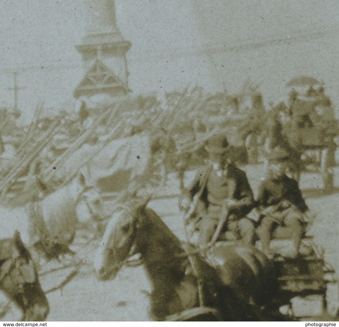 Canada Montréal  Belle Animation Rue Notre Dame? Chevaux Ancienne Photo 1901 - Places