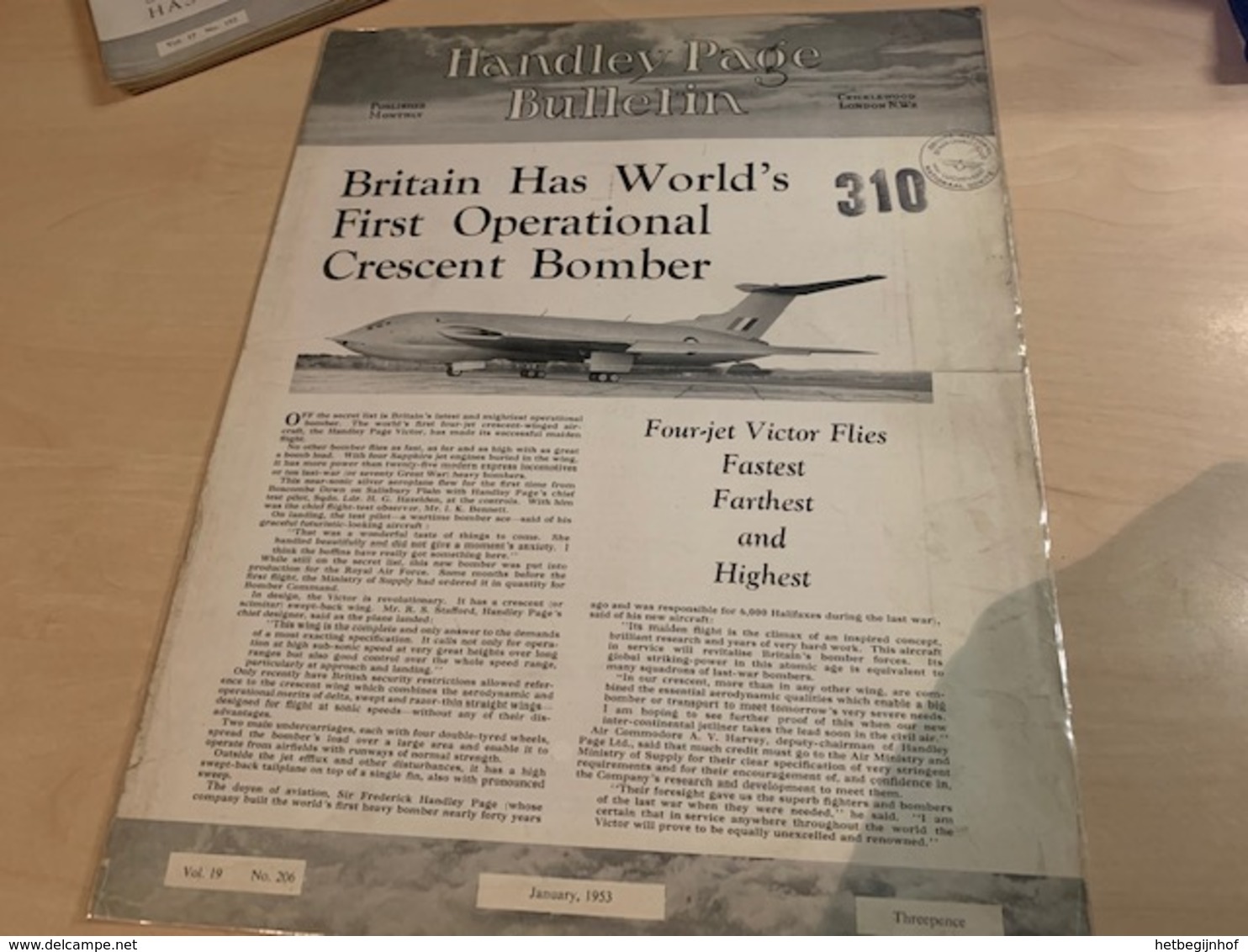 Handley Page Bulletin - Magazine Vol 19 N°206 - January 1953 - 1950-Oggi