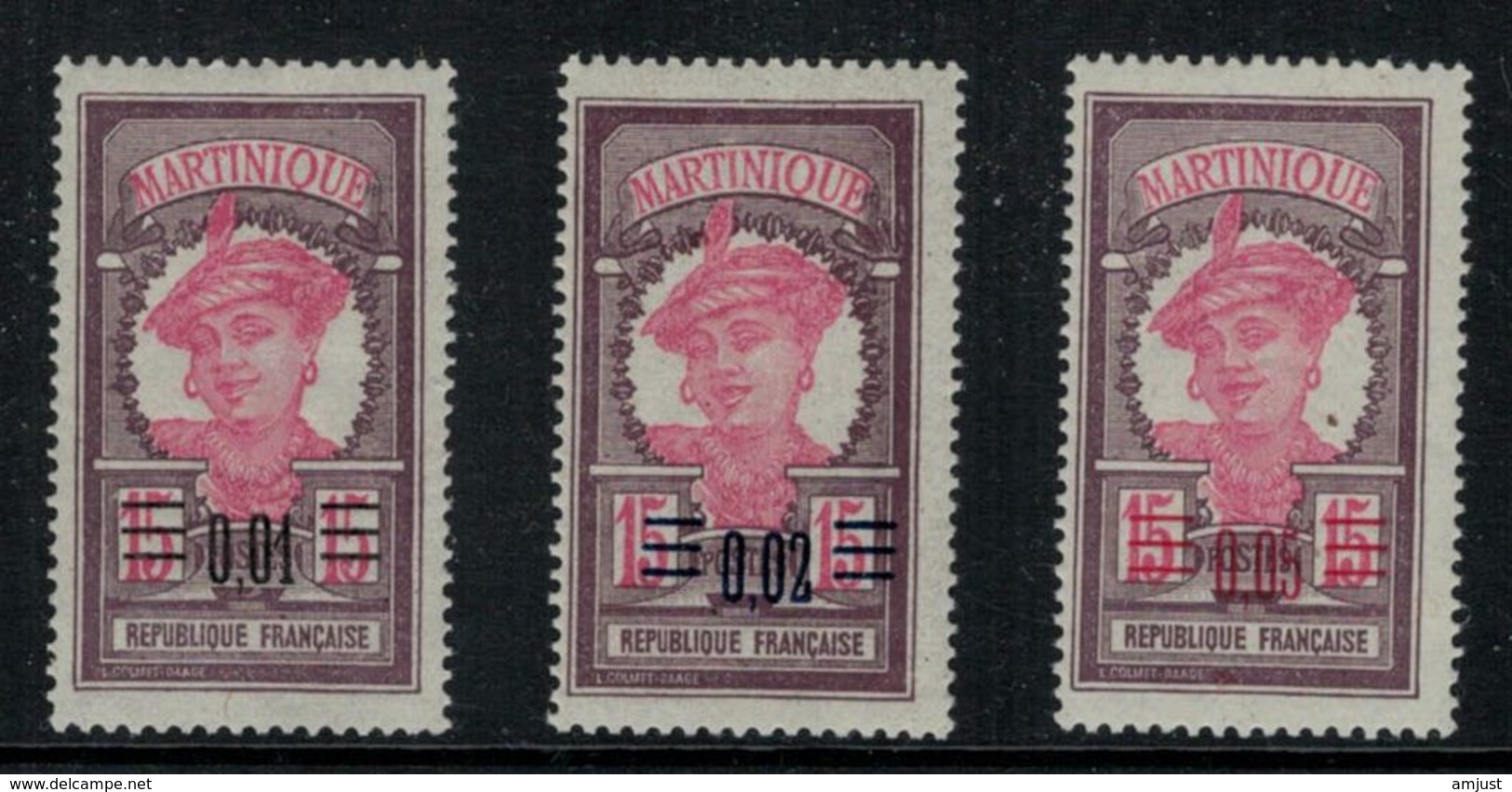 France // Martinique // 1922-1925 // Types De 1908 MH*    Y&T 86-88 - Unused Stamps